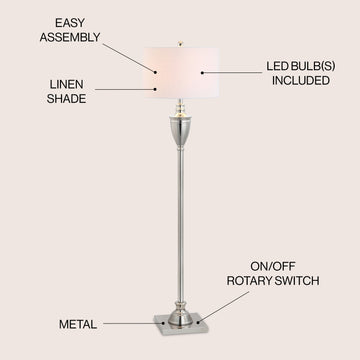 Othello 62" Metal LED Floor Lamp - JONATHAN Y